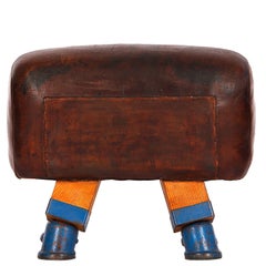 Gymnastic Vintage Czech Leather Gym Stool Bench Pommel Horse, 1930s