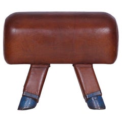 Gymnastic Retro Czech Leather Gym Stool Bench Pommel Horse, 1930s