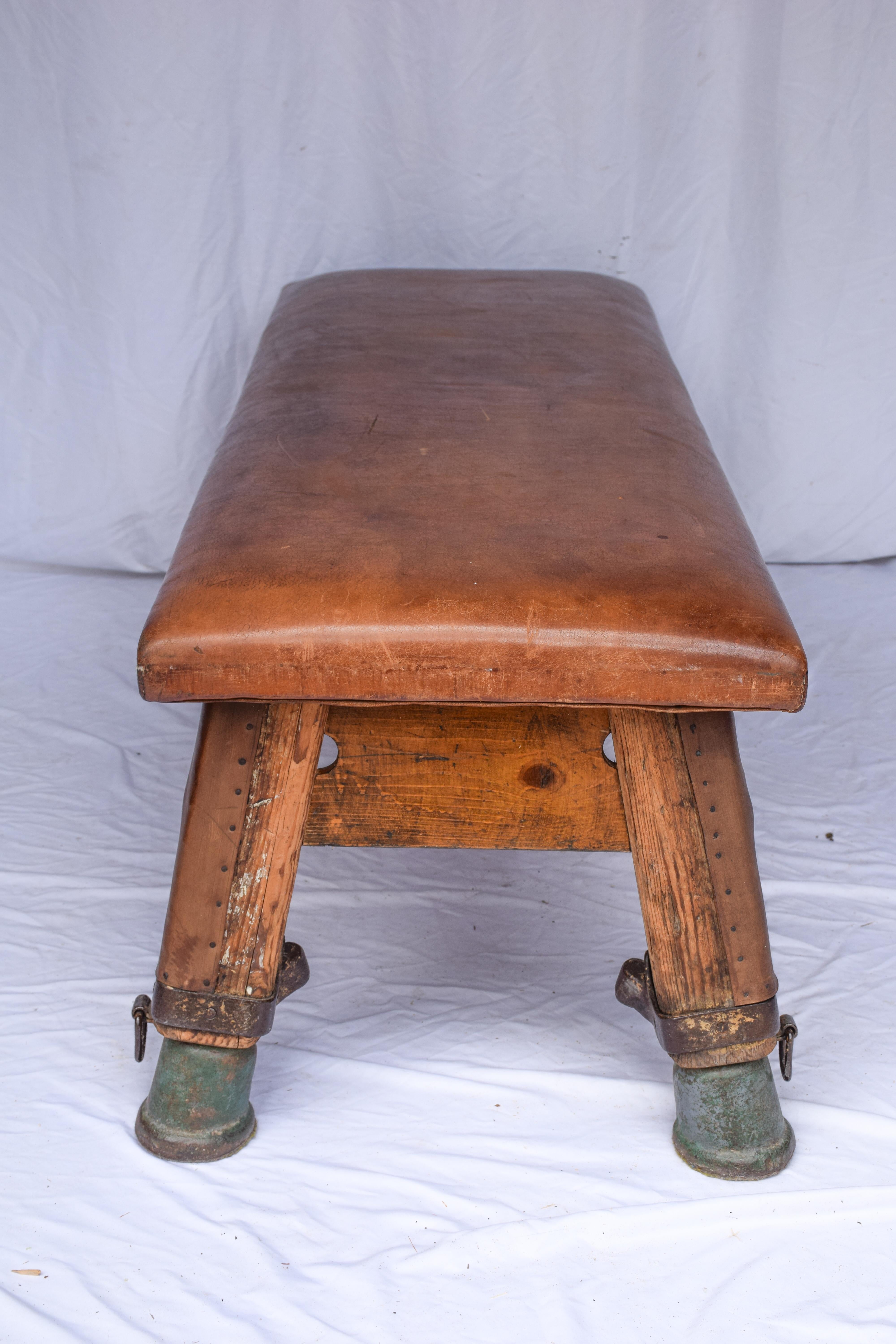 French Gymnastic Vintage Leather Pommel Horse