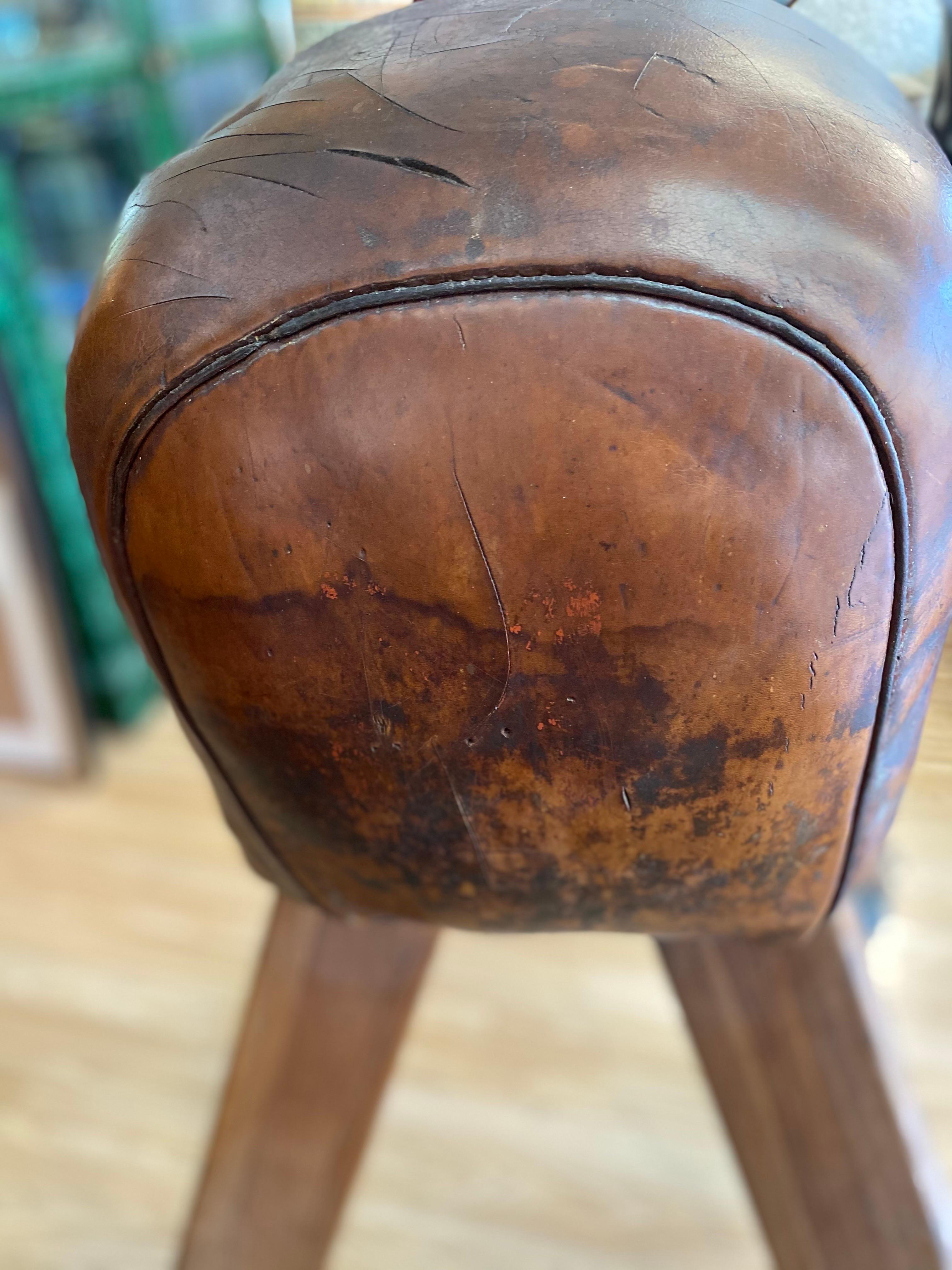 English Gymnastic Vintage Leather Pommel Horse