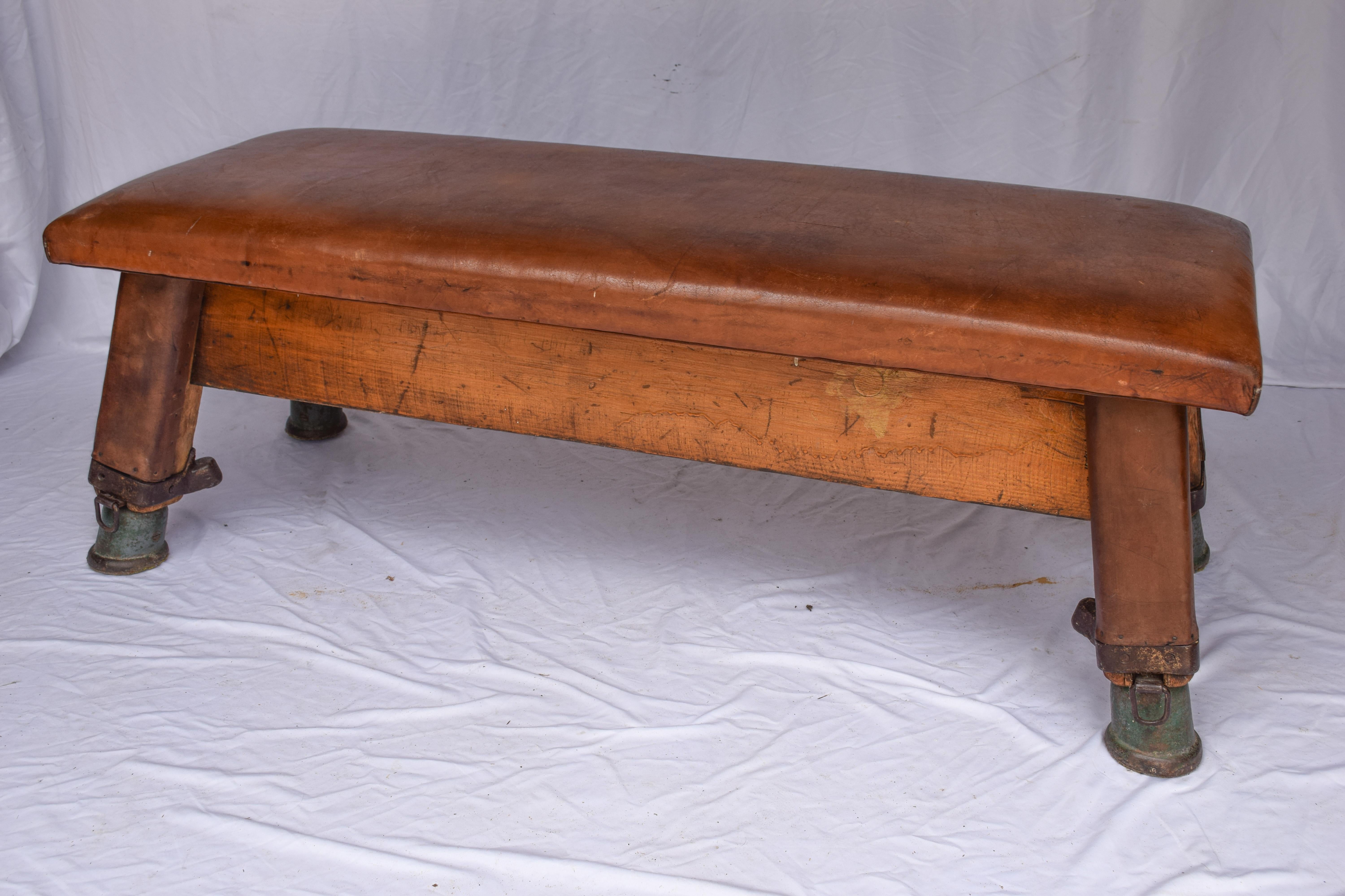 20th Century Gymnastic Vintage Leather Pommel Horse