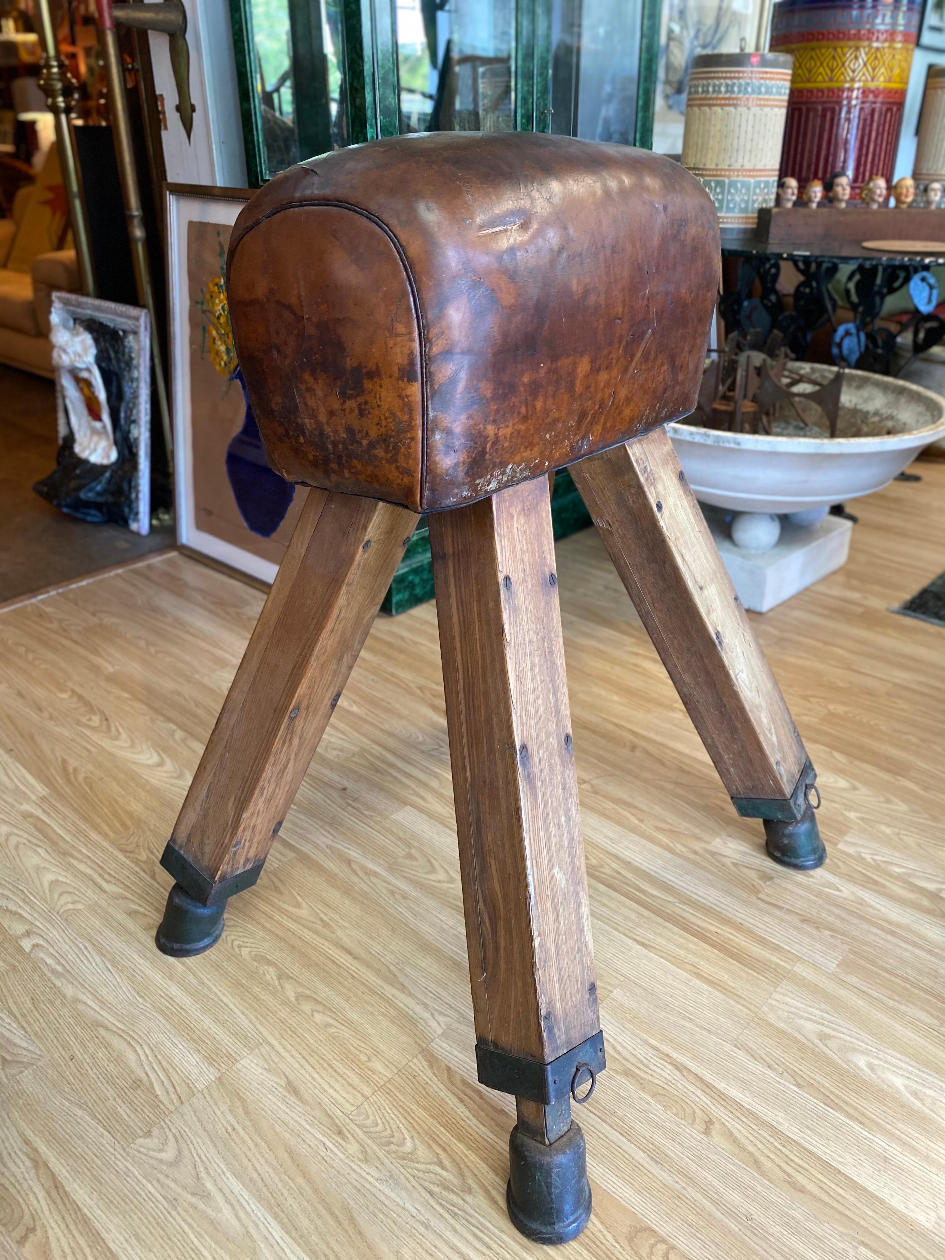 Gymnastic Vintage Leather Pommel Horse 1