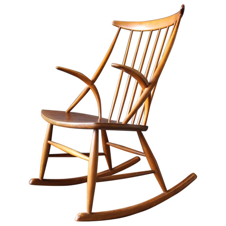 Gyngestol No. 3 Rocking Chair by Illum Wikkelso for Niels Eilersen at  1stDibs