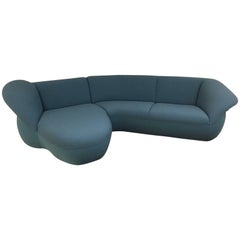 Gynko Blue Two-Piece Sectional in Fabric with Functional Armrests a by Leoloux