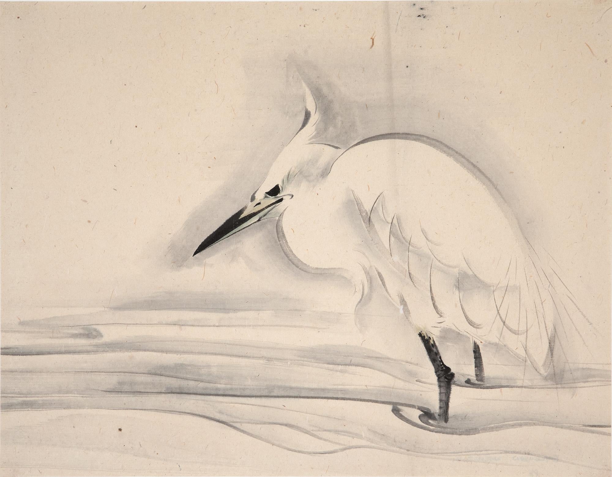 GYOKUSEN Mochizuki Animal Art - Heron in the stream (#002591)