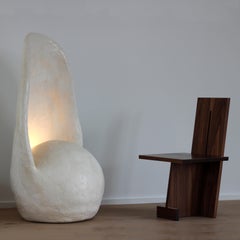 Contemporary Floor Lamp in White Gypsum, Handcrafted by Mike Ruiz-Serra