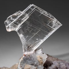 Gypsum Var. Selenite on Quartz from Rio Grande do Sul, Brazil