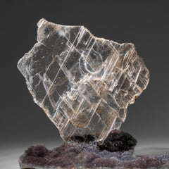 Gypsum Var. Selenite on Quartz from Rio Grande do Sul, Brazil