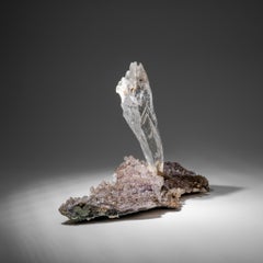 Gypsum Var. Selenite on Quartz from Rio Grande do Sul, Brazil
