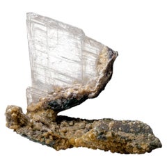 Gypsum Var. Selenite on Quartz from Rio Grande do Sul, Brazil