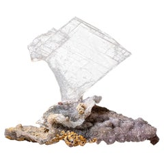 Gypsum Var. Selenite on Quartz from Rio Grande do Sul, Brazil