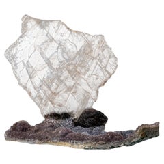 Gypsum Var. Selenite on Quartz from Rio Grande do Sul, Brazil