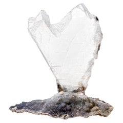 Gypsum Var. Selenite on Quartz from Rio Grande do Sul, Brazil