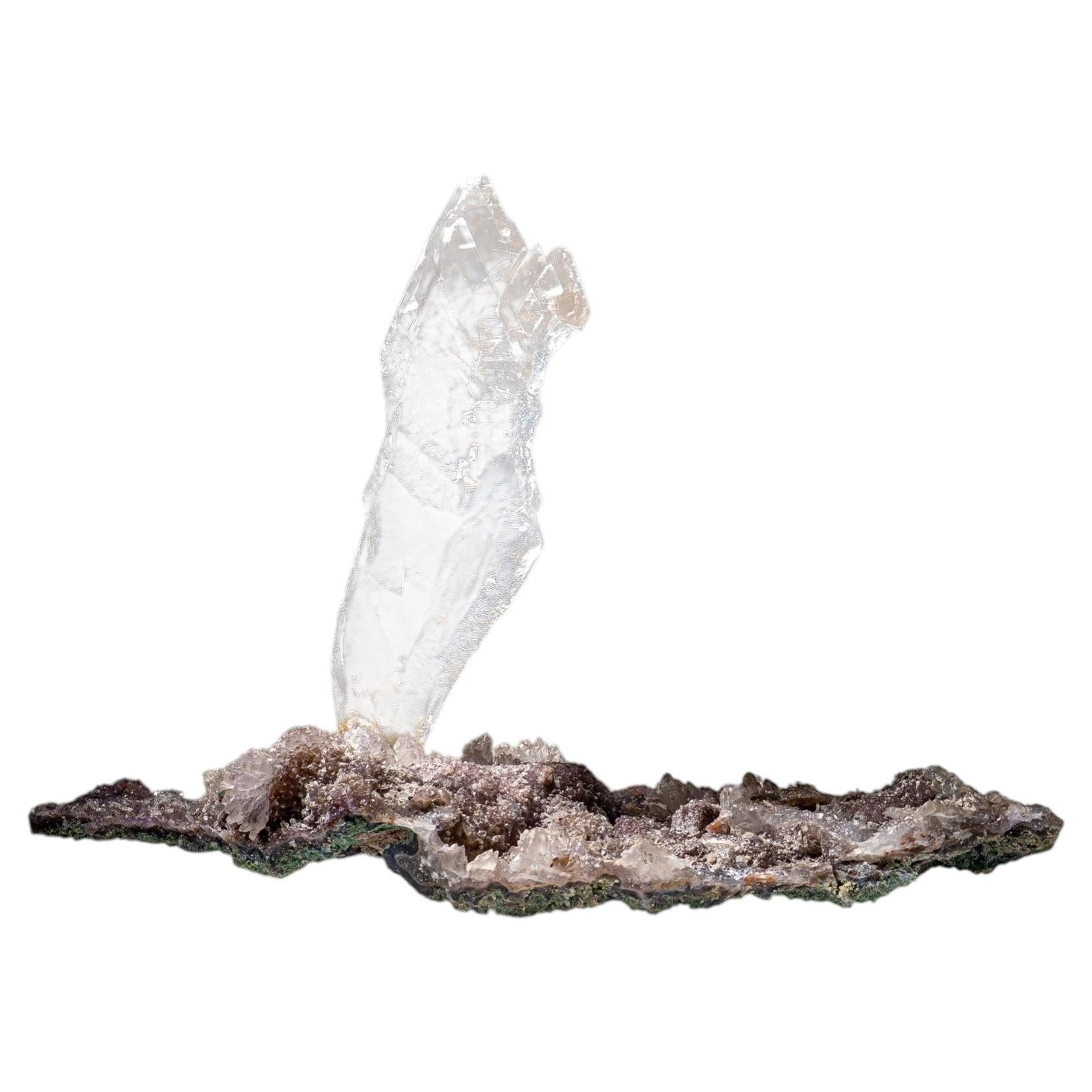 Gypsum Var. Selenite on Quartz from Rio Grande do Sul, Brazil