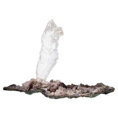 Gypsum Var. Selenite on Quartz from Rio Grande do Sul, Brazil