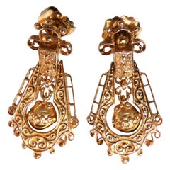 Gypsy Dangle Bohemian Deco Earrings 14kt Gold*