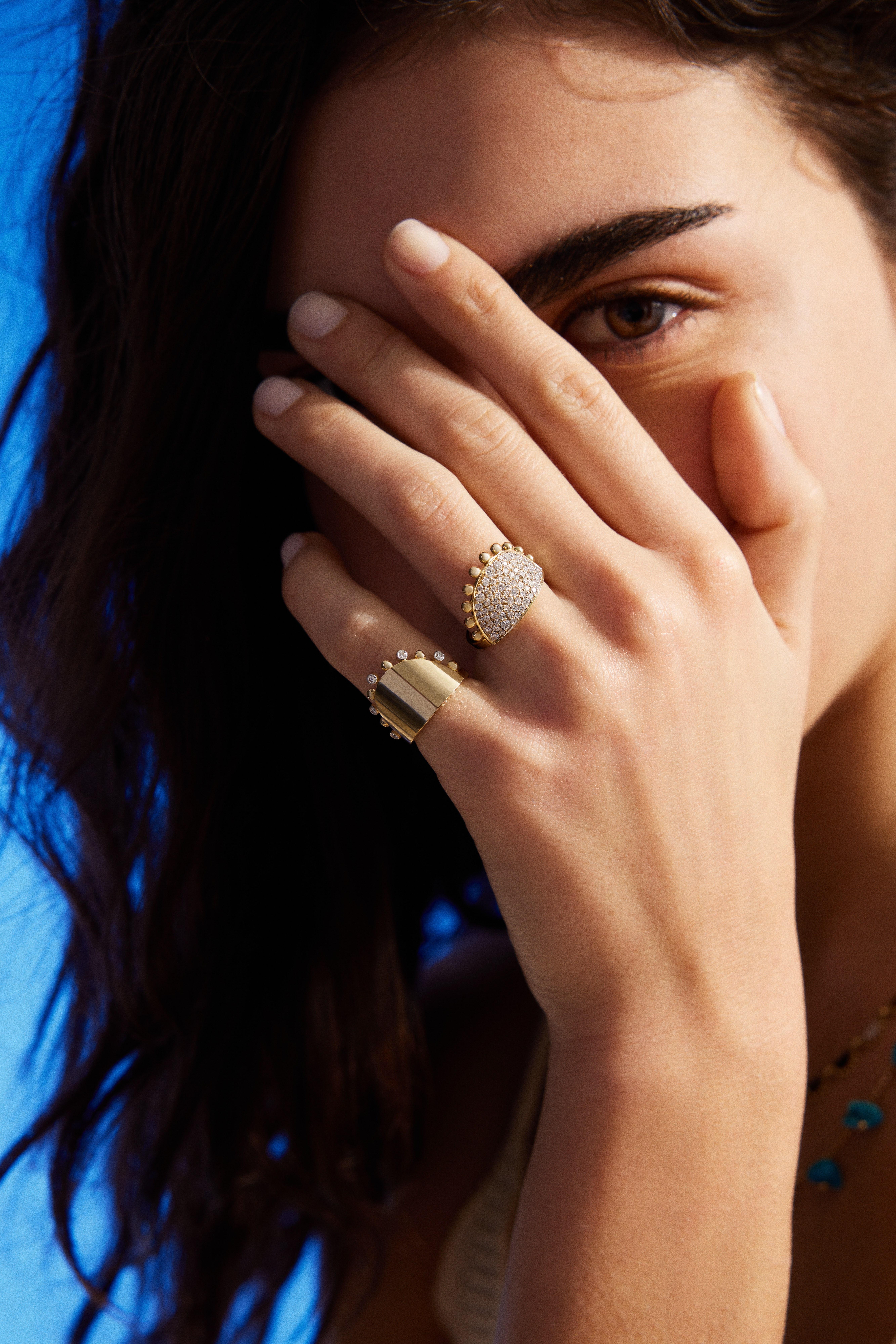 For Sale:  Gypsy Half Band Ring in 14k Gold with 0.07 ct Diamonds 2