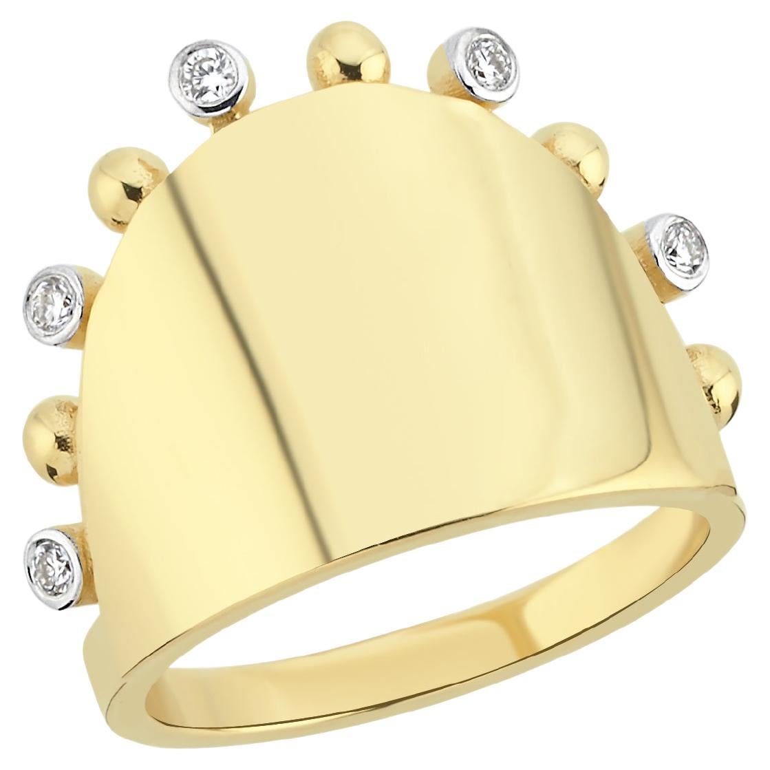 For Sale:  Gypsy Half Band Ring in 14k Gold with 0.07 ct Diamonds