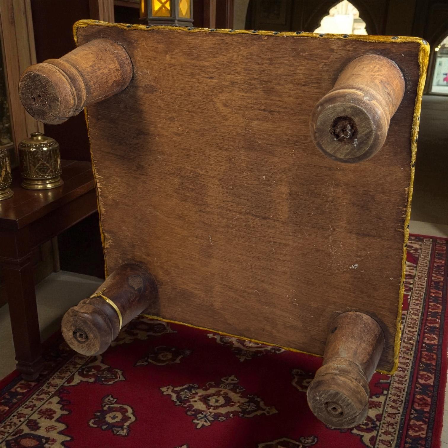 Gypsy Oriental Fabric Covered Foot Rest Footstool Ottoman Vintage, 1960s For Sale 5