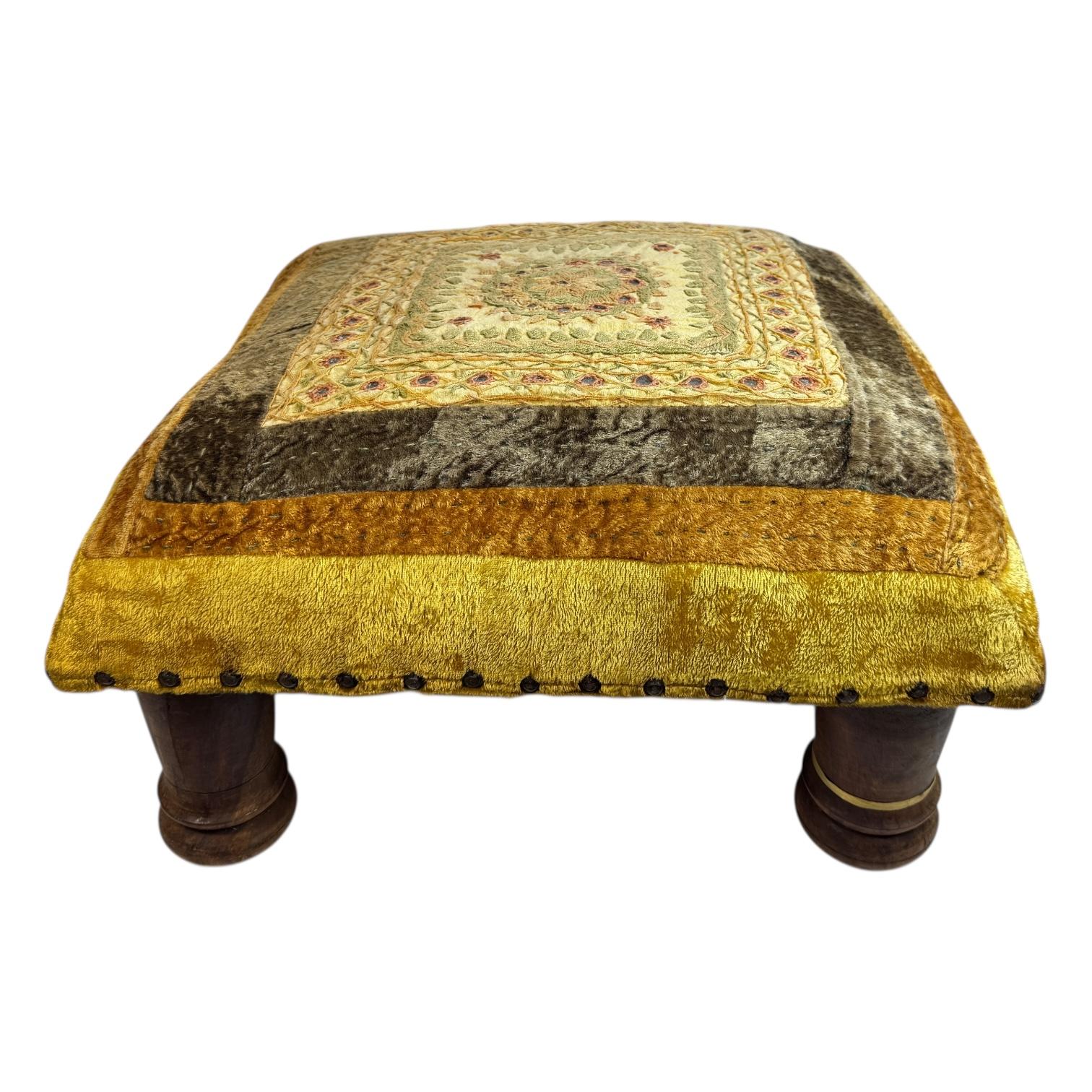 Oriental Fabric-Covered Ottoman or Seat, Handmade, Austria, 20th Century

A gorgeous oriental-style ottoman or seat, handmade of wood and beautifully upholstered in a richly patterned Gypsy-style fabric. The vibrant textile design adds warmth and
