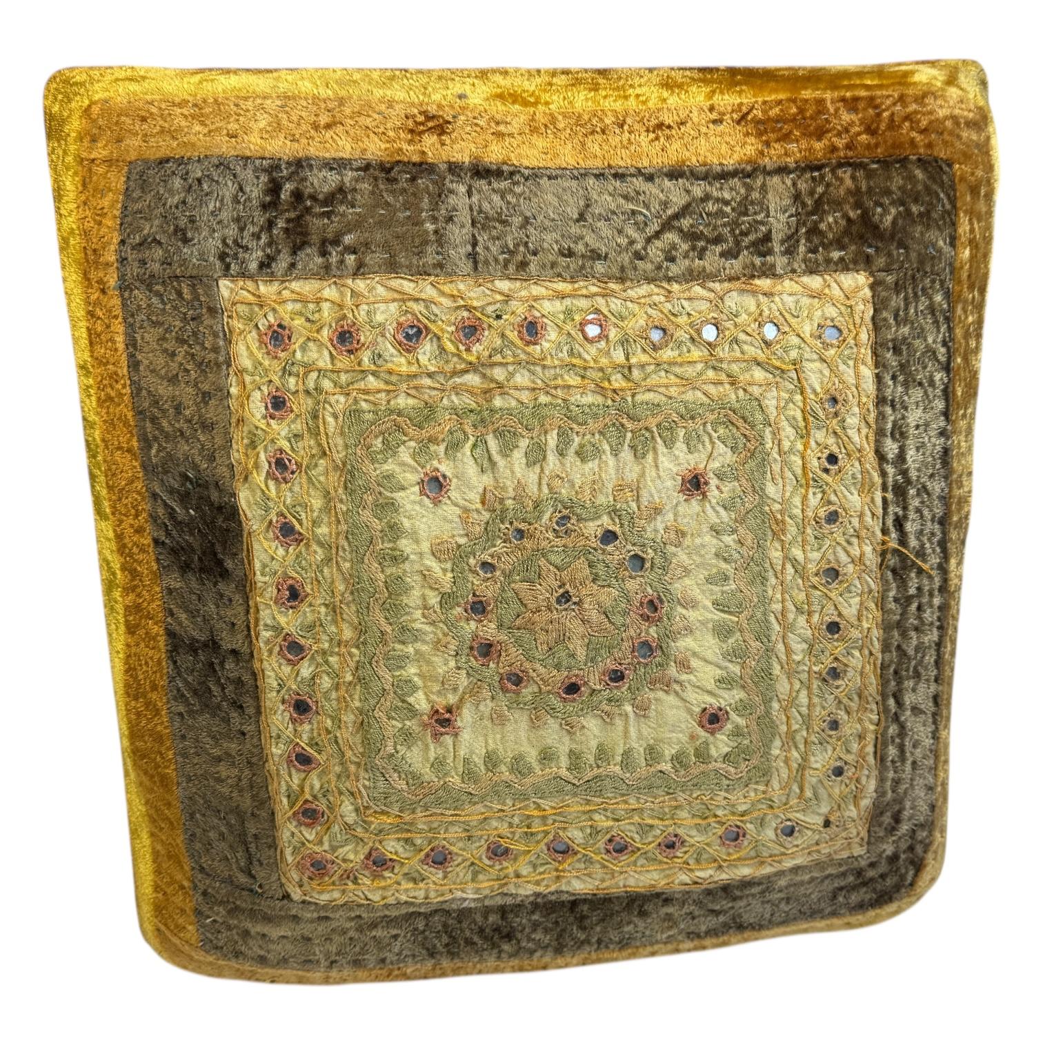 Rancho Monterey Gypsy Oriental Fabric Covered Foot Rest Footstool Ottoman Vintage, 1960s For Sale