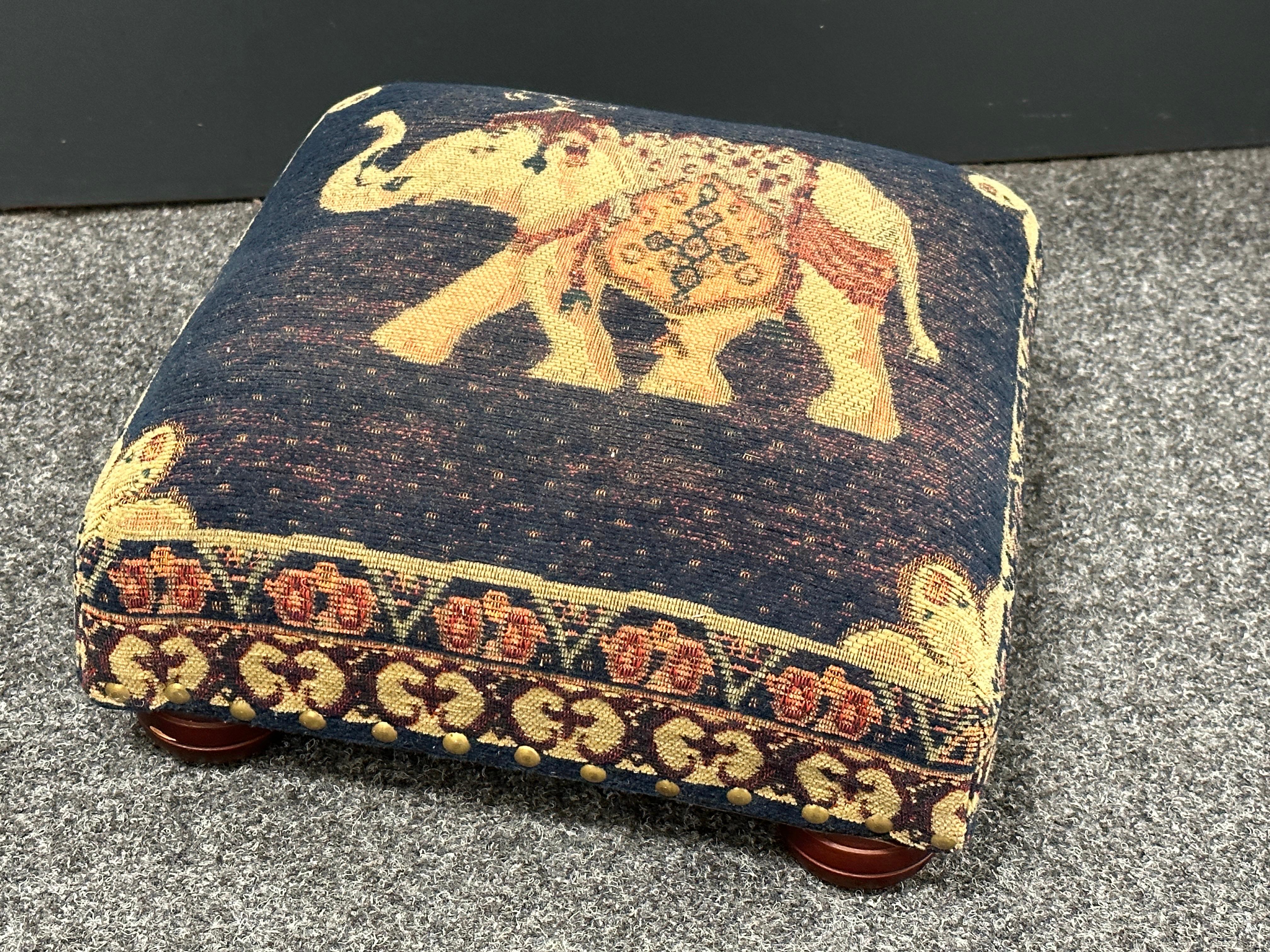 Gypsy Oriental Rug Covered Foot Rest Footstool Vintage, 1970s For Sale 3