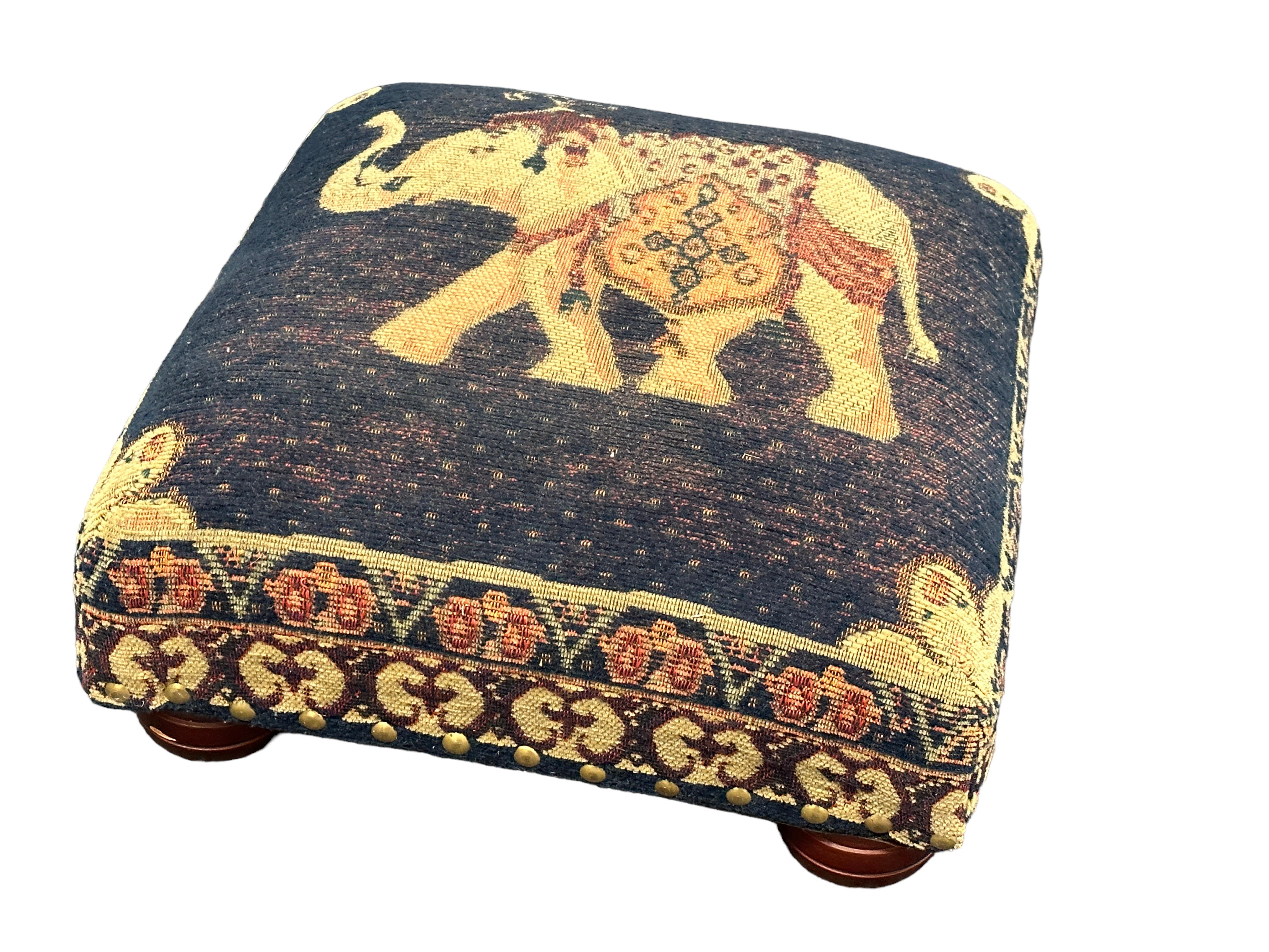 Gypsy Oriental Rug Covered Foot Rest Footstool Vintage, 1970s For Sale 8