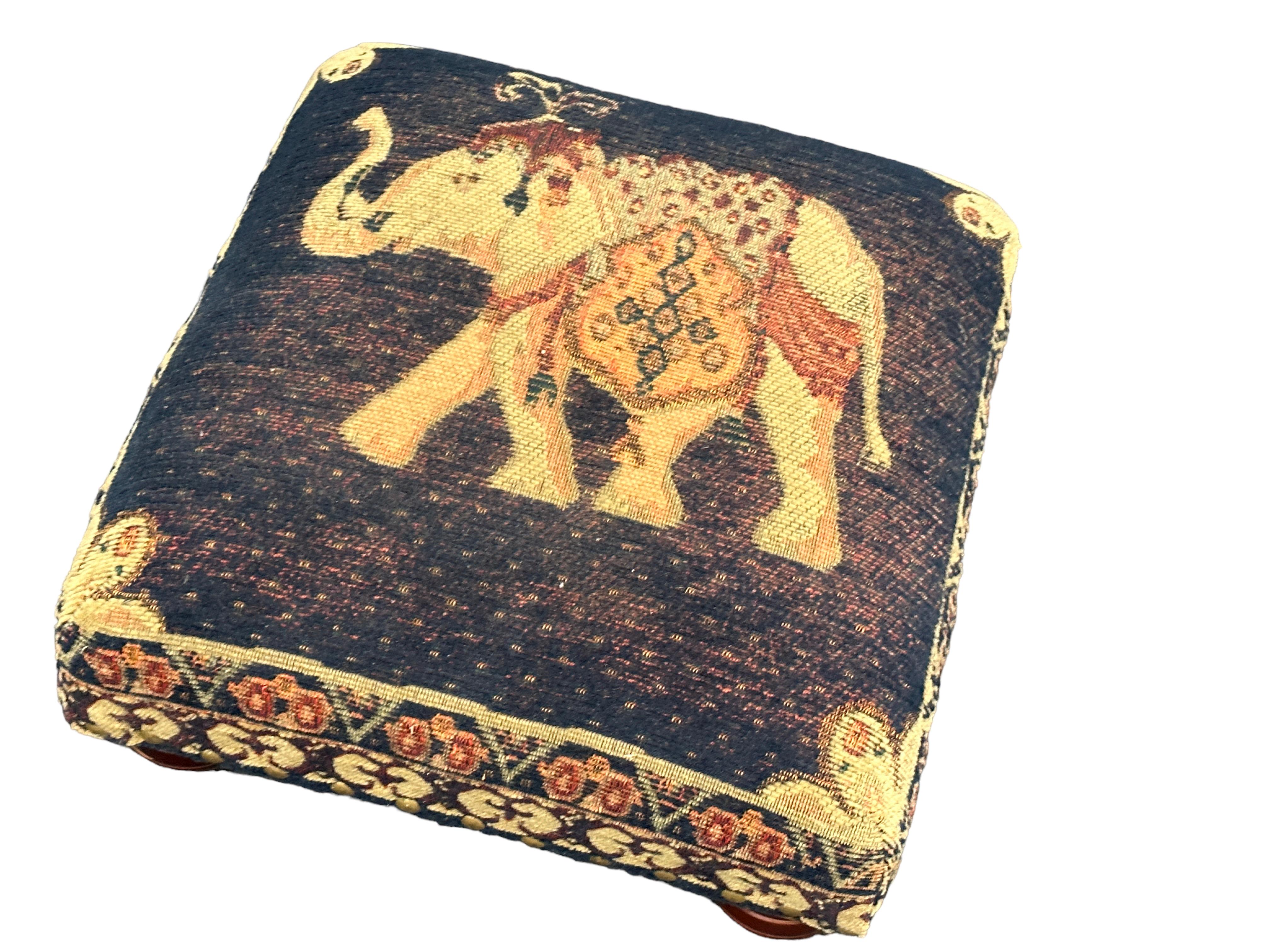 Gypsy Oriental Rug Covered Foot Rest Footstool Vintage, 1970s For Sale 9