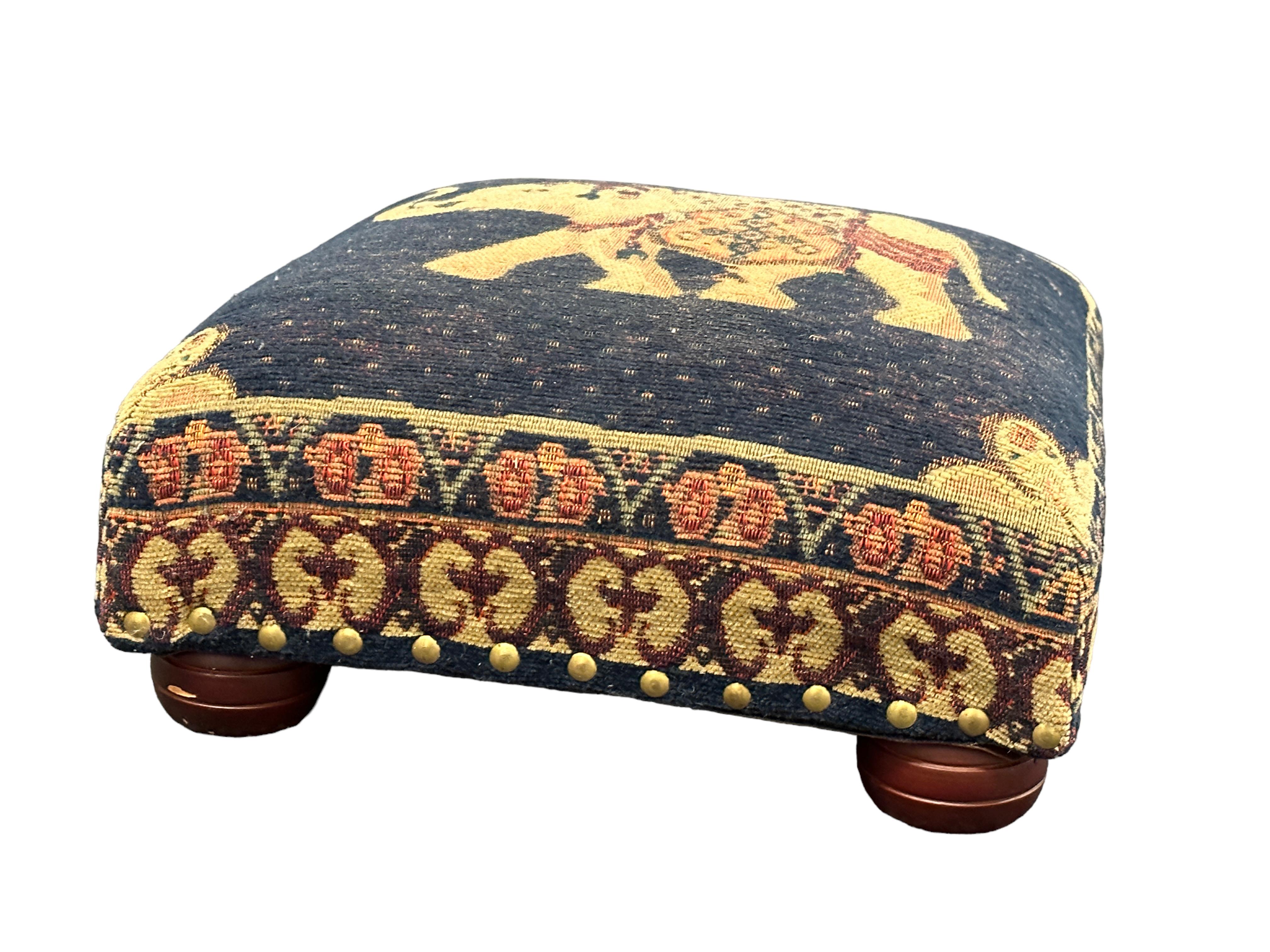 Gypsy Oriental Rug Covered Foot Rest Footstool Vintage, 1970s For Sale 10