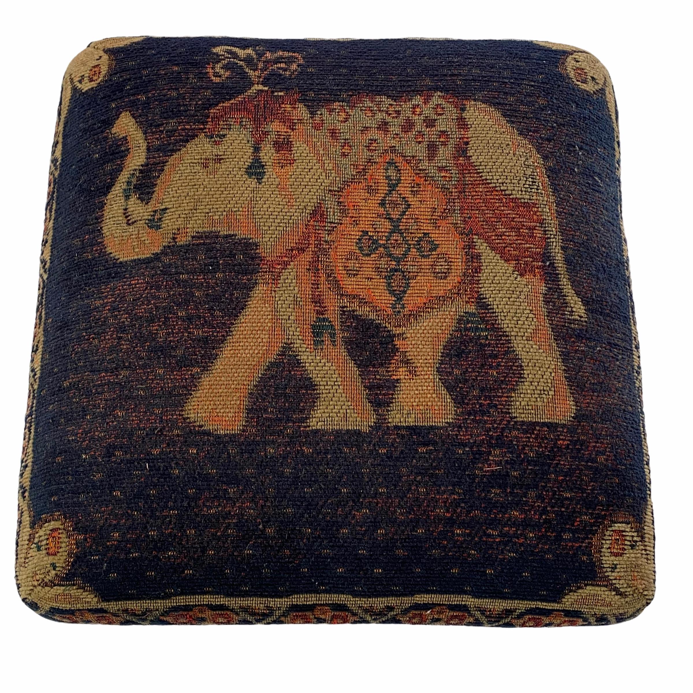 Rancho Monterey Gypsy Oriental Rug Covered Foot Rest Footstool Vintage, 1970s For Sale