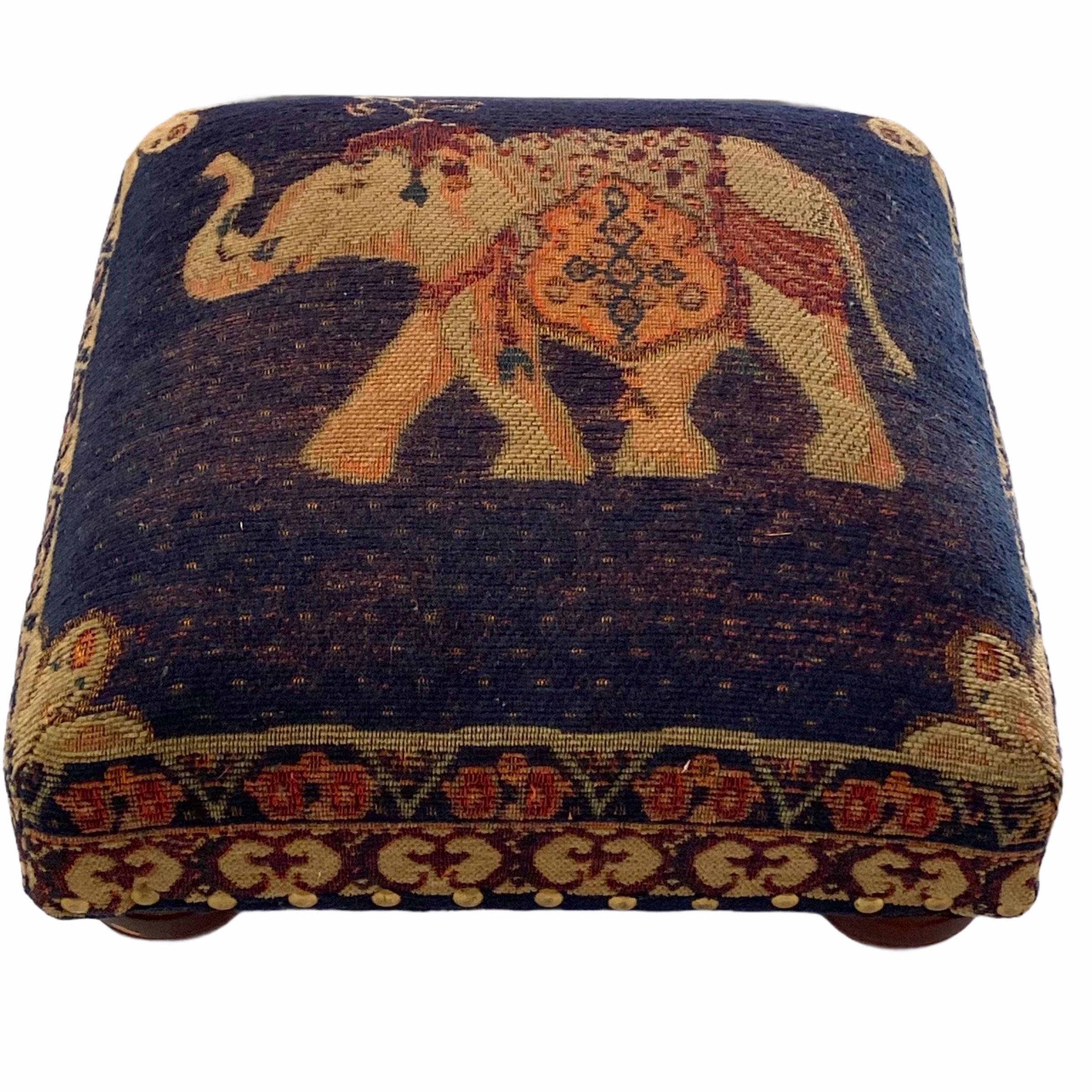 Unknown Gypsy Oriental Rug Covered Foot Rest Footstool Vintage, 1970s For Sale
