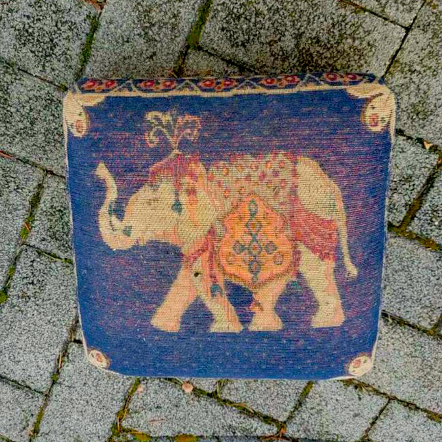 Late 20th Century Gypsy Oriental Rug Covered Foot Rest Footstool Vintage, 1970s For Sale