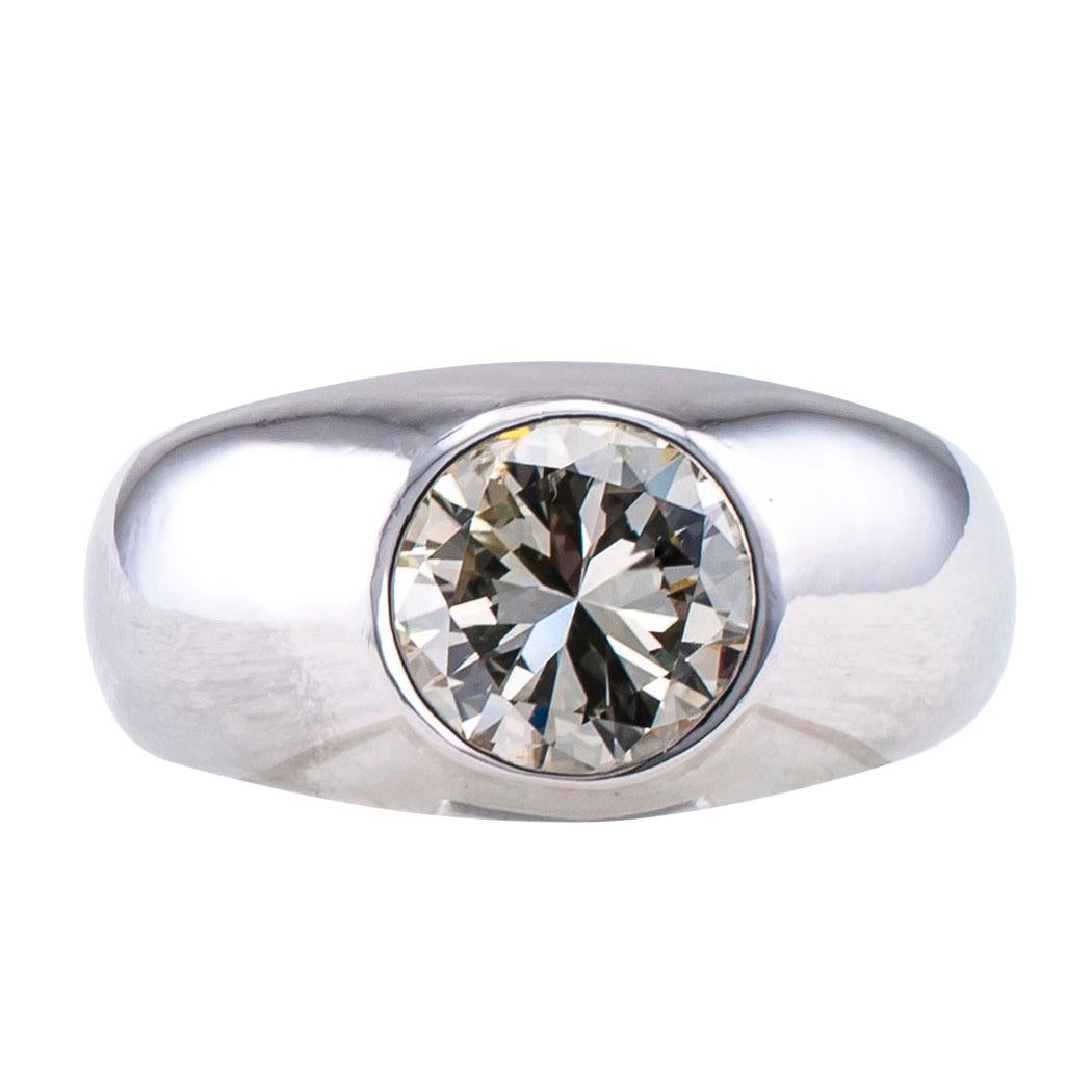 Gypsy Set 1.82 Carat Diamond Platinum Gentleman’s Ring at 1stDibs ...
