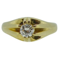 Vintage Gypsy Set Solitaire Diamond Ring, 18ct Yellow Gold, London, 1973