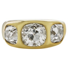 Gypsy-Set Three Stone Old Mine-Cut Diamond Ring