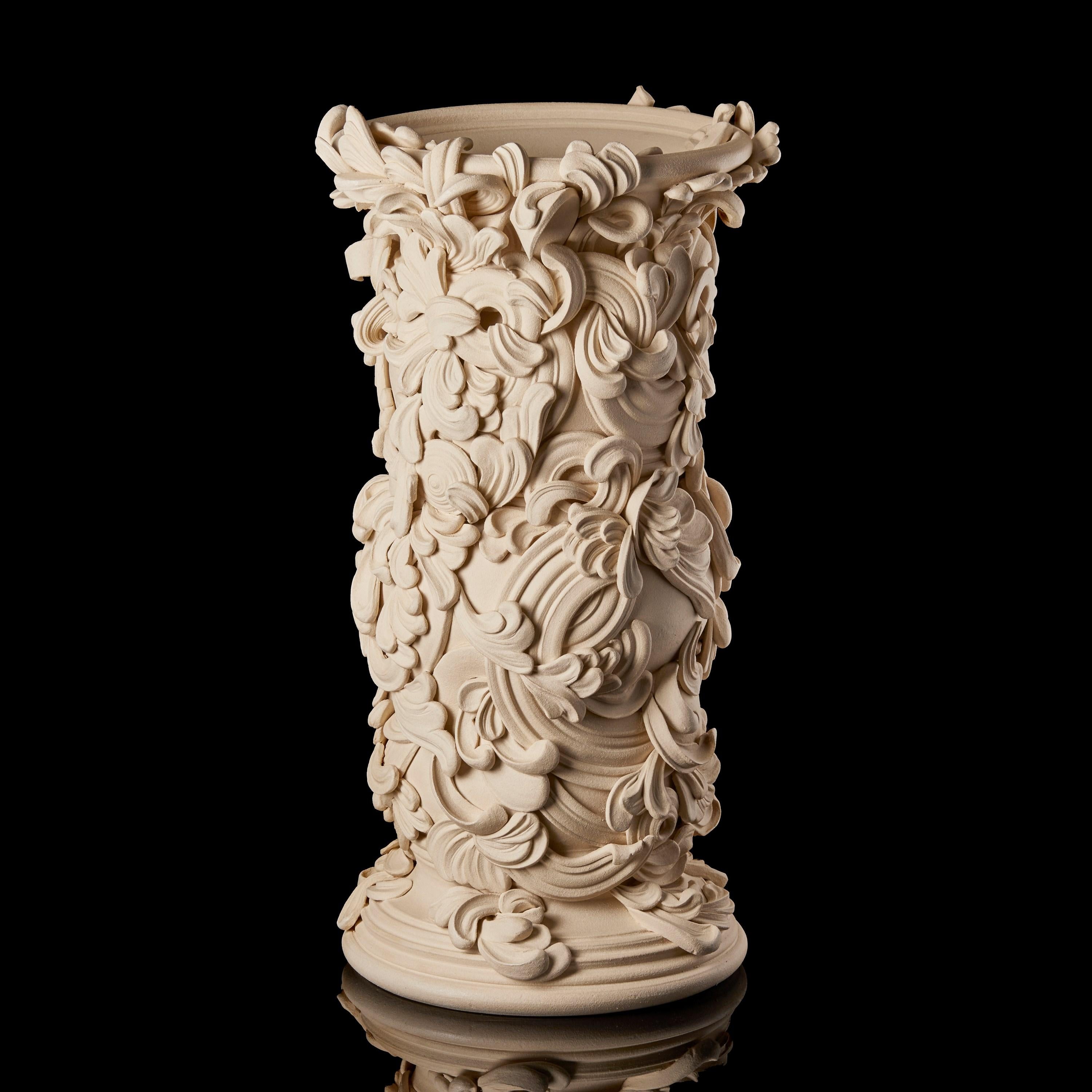 Contemporary Gyratory II, a ceramic vessel inspired by rococo architecture by Jo Taylor For Sale