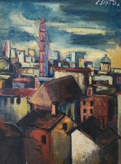 Vue d'une ville hongroise par nuit