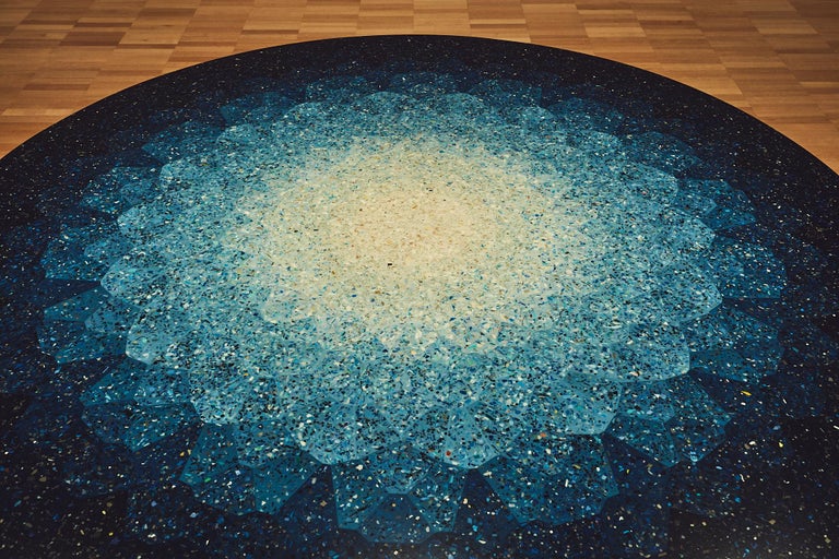 Gyro, Round Mosaic Table in Recycled Ocean Plastic Terrazzo by Brodie Neill For Sale 3