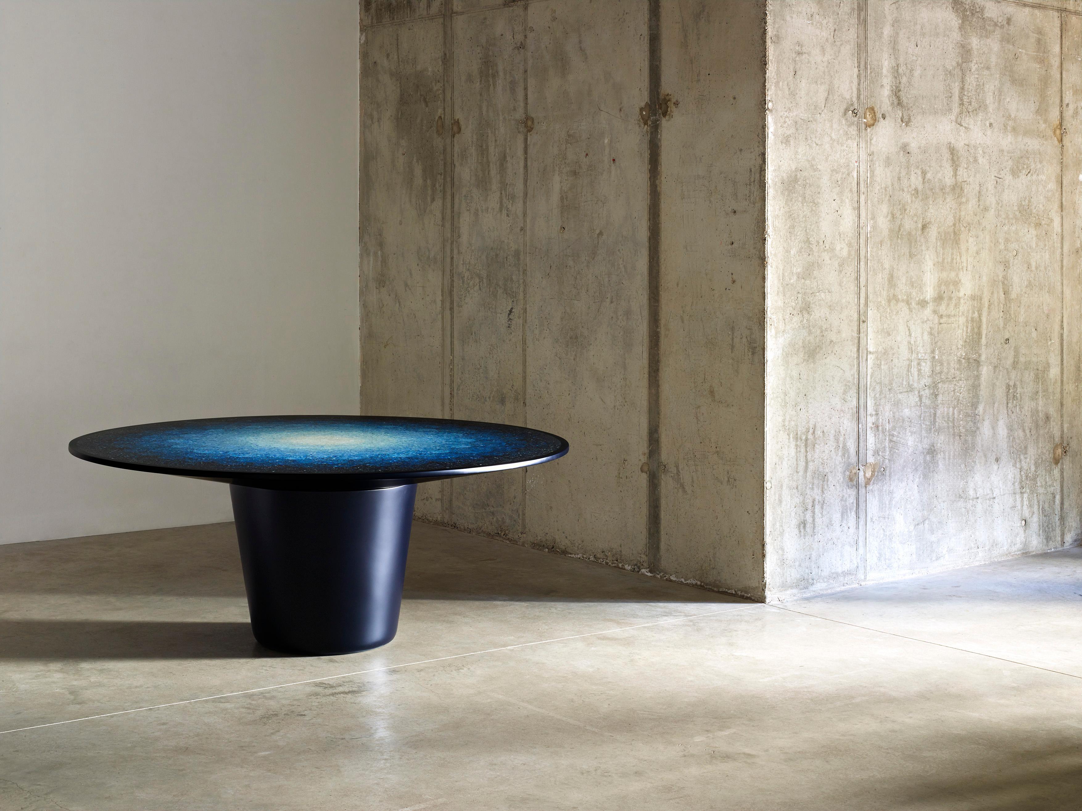 Minimalist Gyro, Round Mosaic Table in Recycled Ocean Plastic Terrazzo by Brodie Neill For Sale