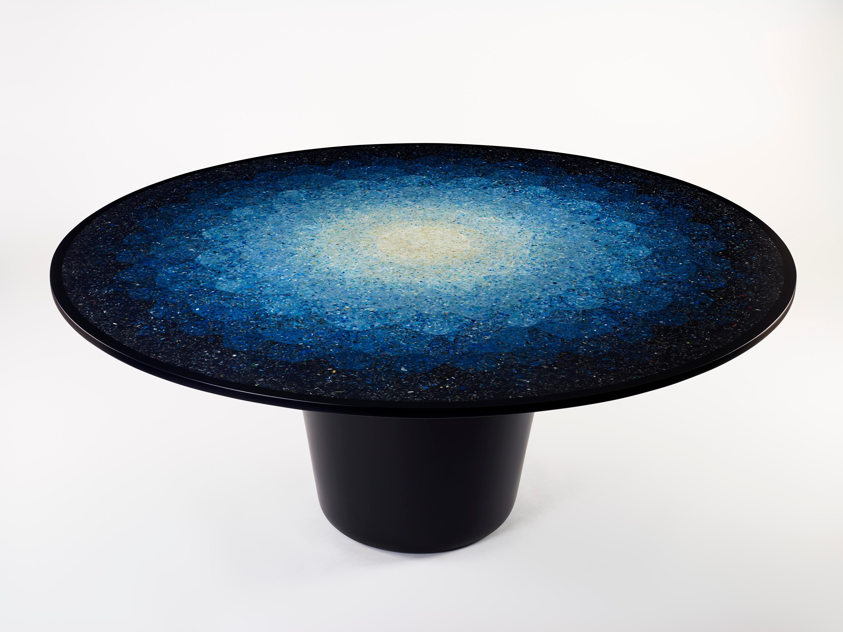 Cast Gyro, Round Mosaic Table in Recycled Ocean Plastic Terrazzo by Brodie Neill For Sale