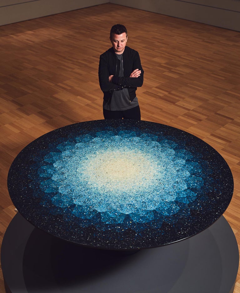 Gyro, Round Mosaic Table in Recycled Ocean Plastic Terrazzo by Brodie Neill For Sale 1