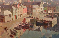 Before The Hot Day Brightens to Blue Mevagissey Harbor Cornwall Original Oil