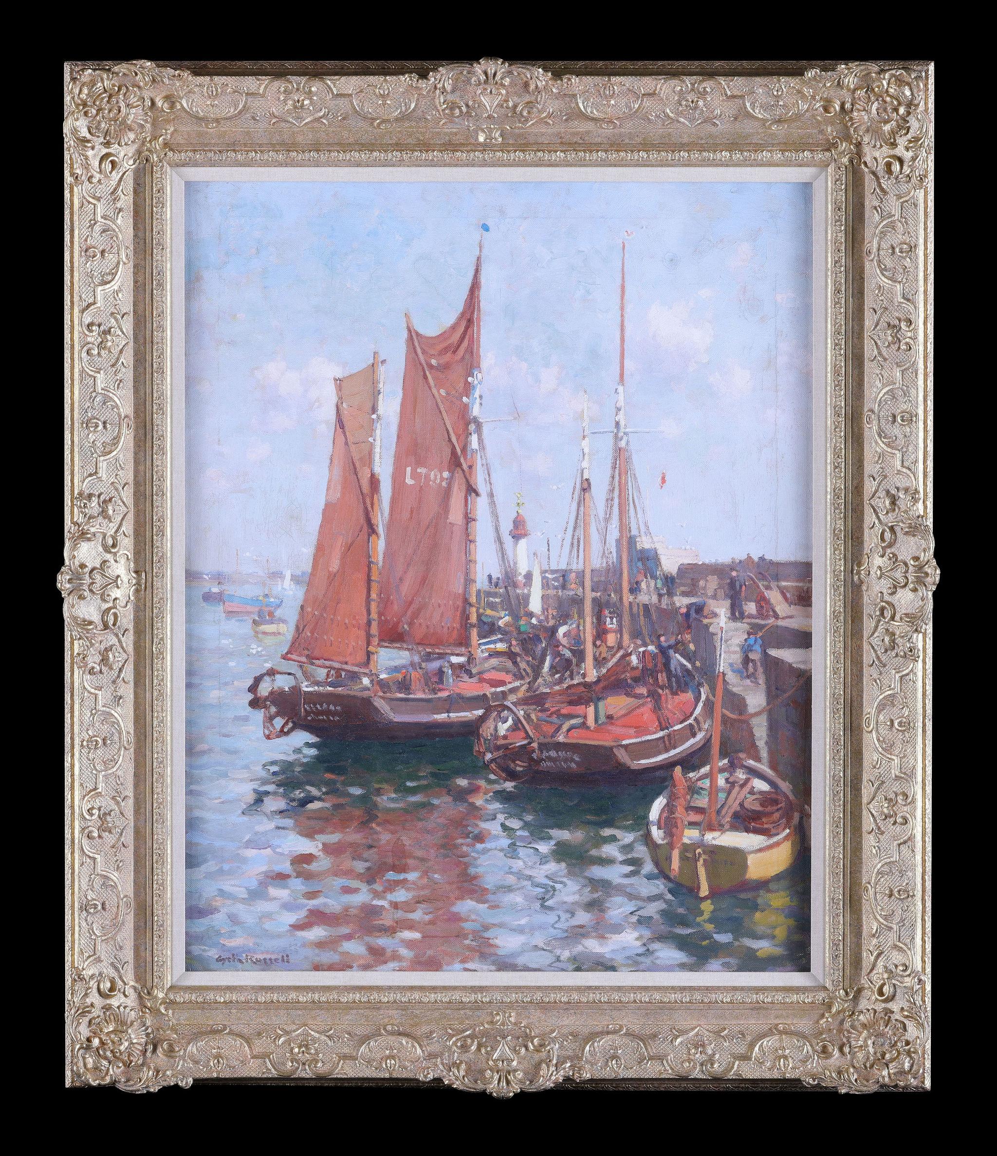 Fishing and Sailing Boats at the Jetty - Painting by Gyrth Russell
