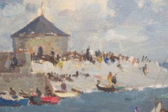 Peinture à l'huile originale Seascape Seaside Sailing du Canadien Gyrth Russell