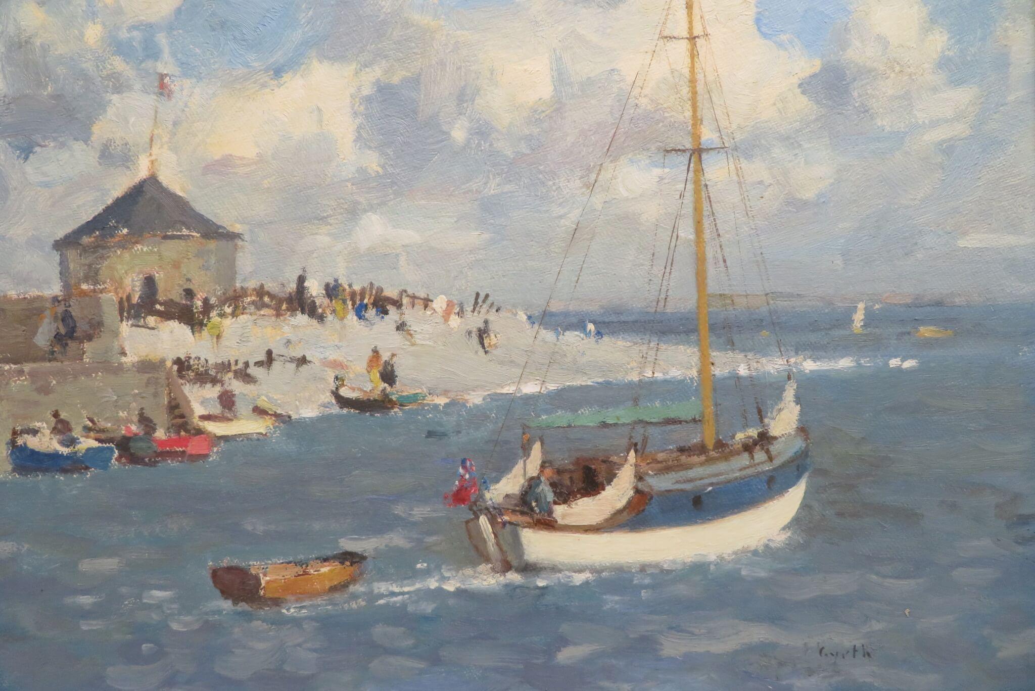 Original Seascape Seaside Sailing oil painting by Canadian Gyrth Russell 2