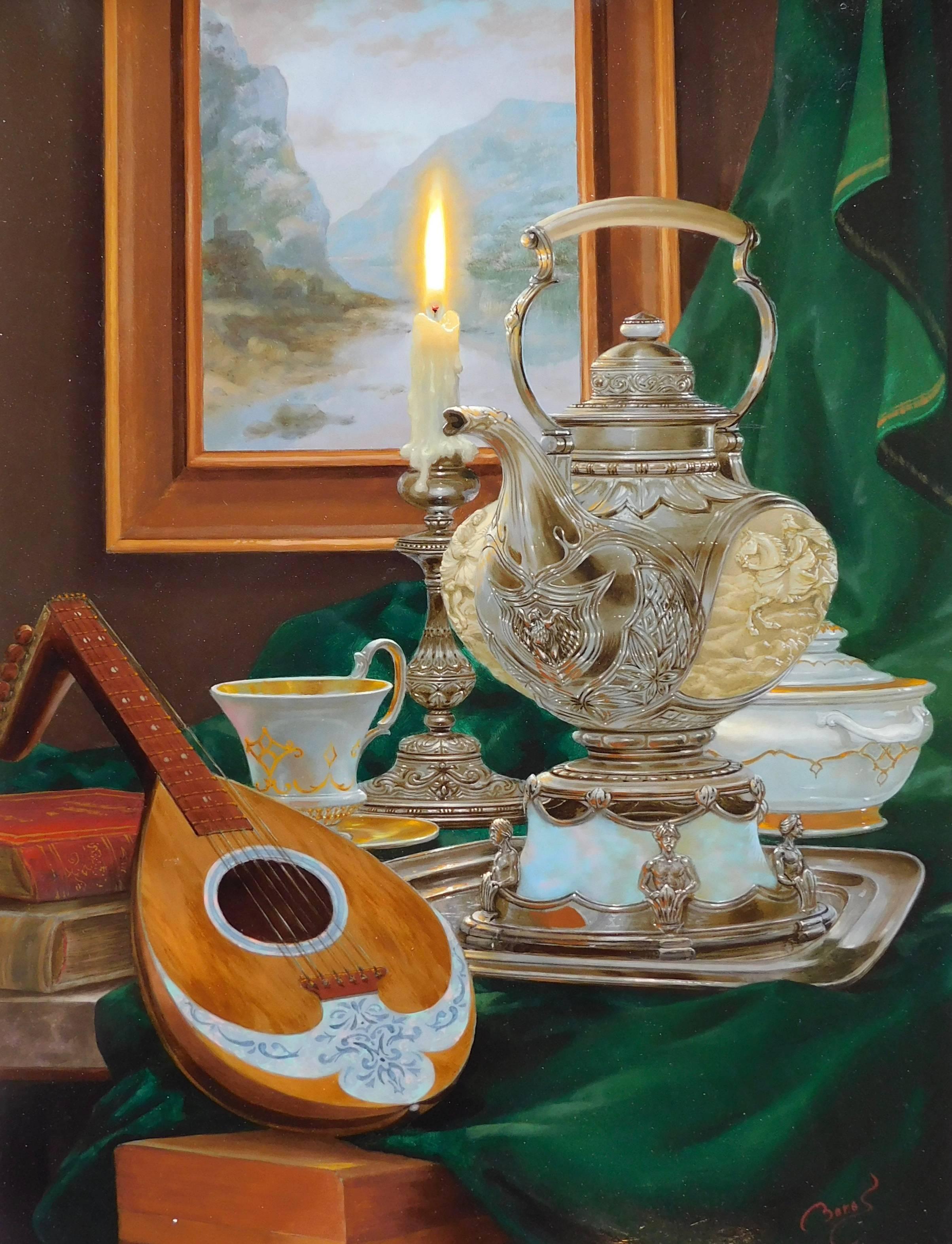 Gyula Boros Still-Life Painting - By Candlelight