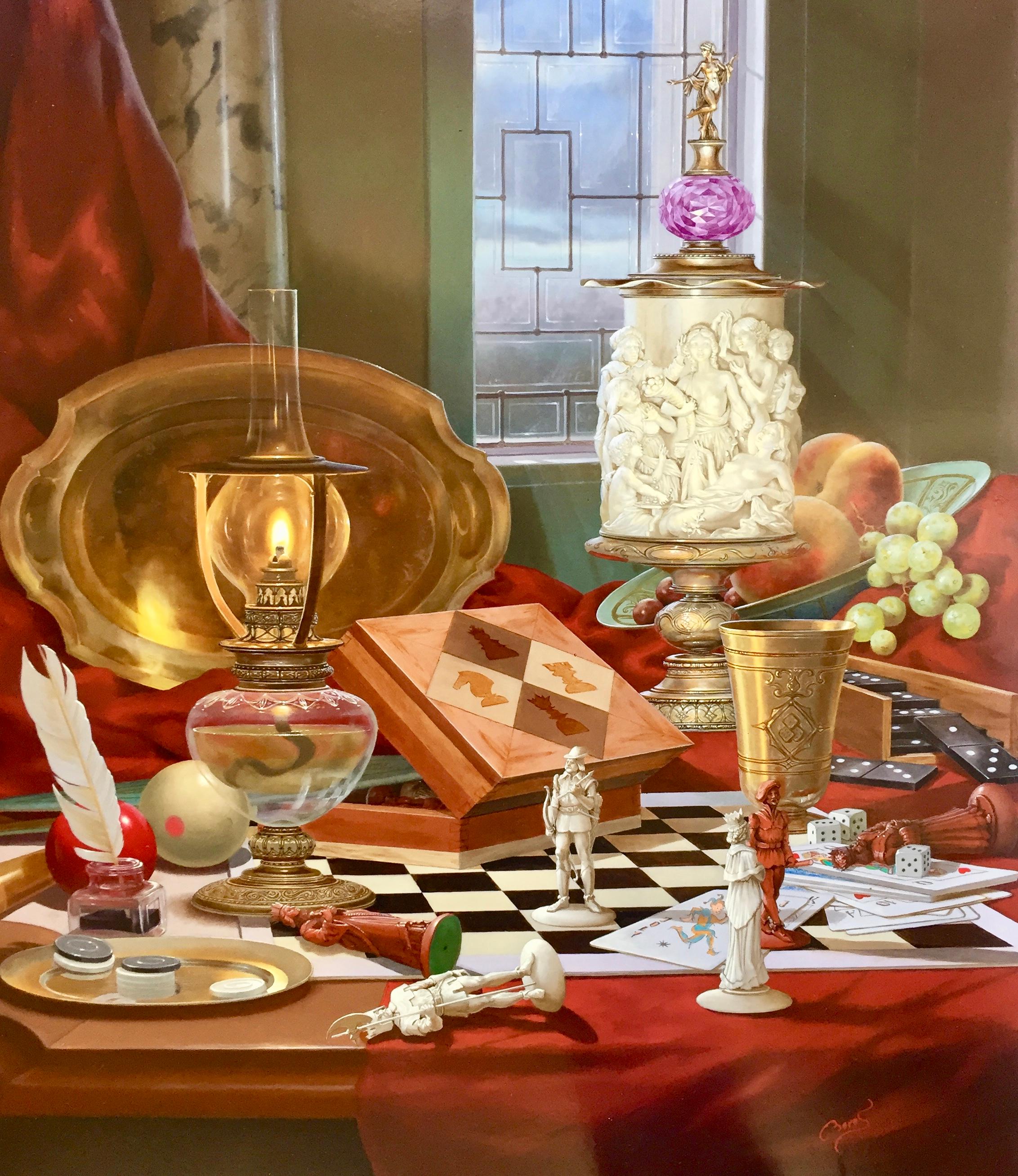 Gyula Boros Still-Life Painting - The Chess Player