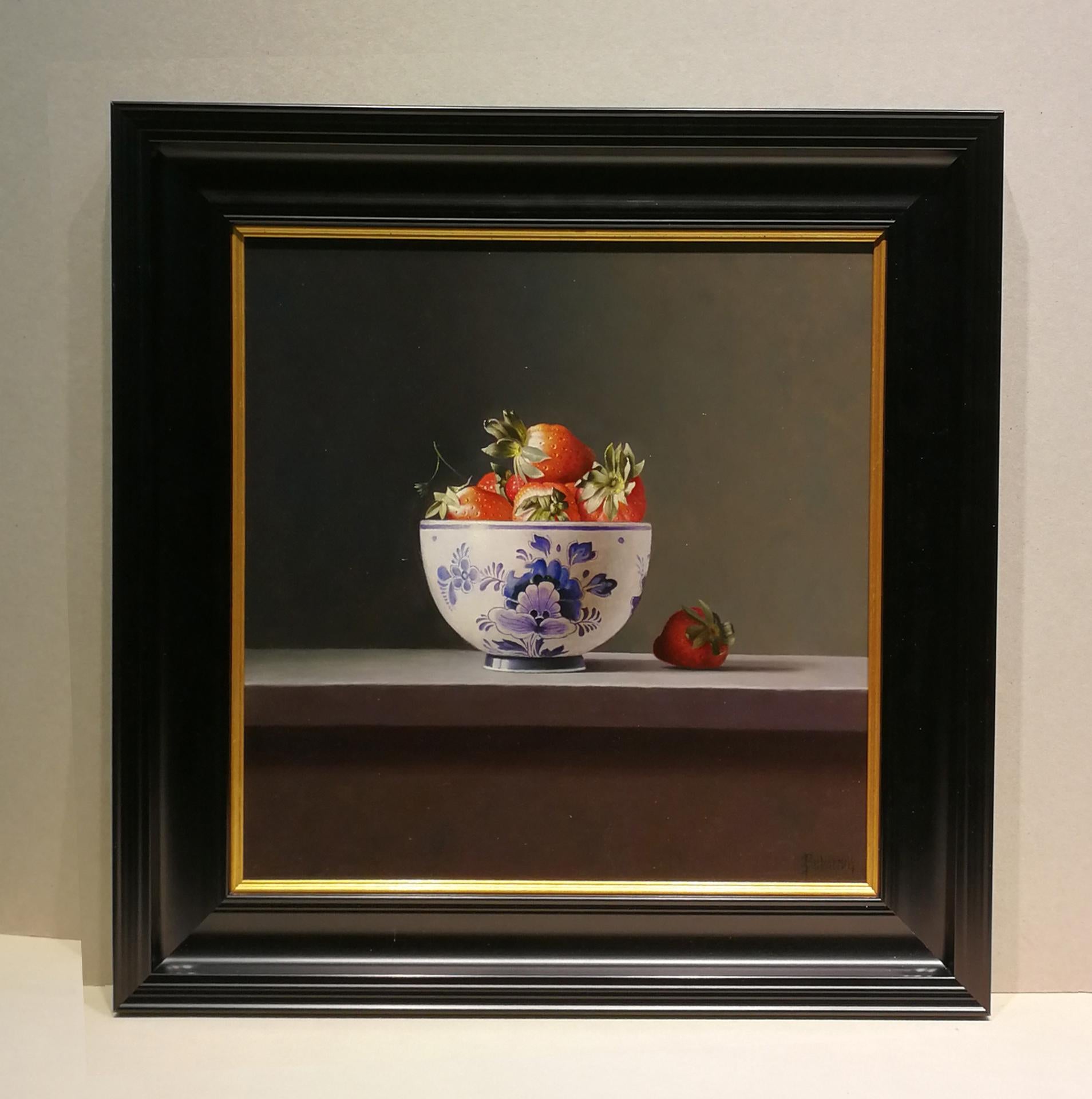 Just strawberries, Gyula Bubarnik, Oil Paint/panel, Photorealist