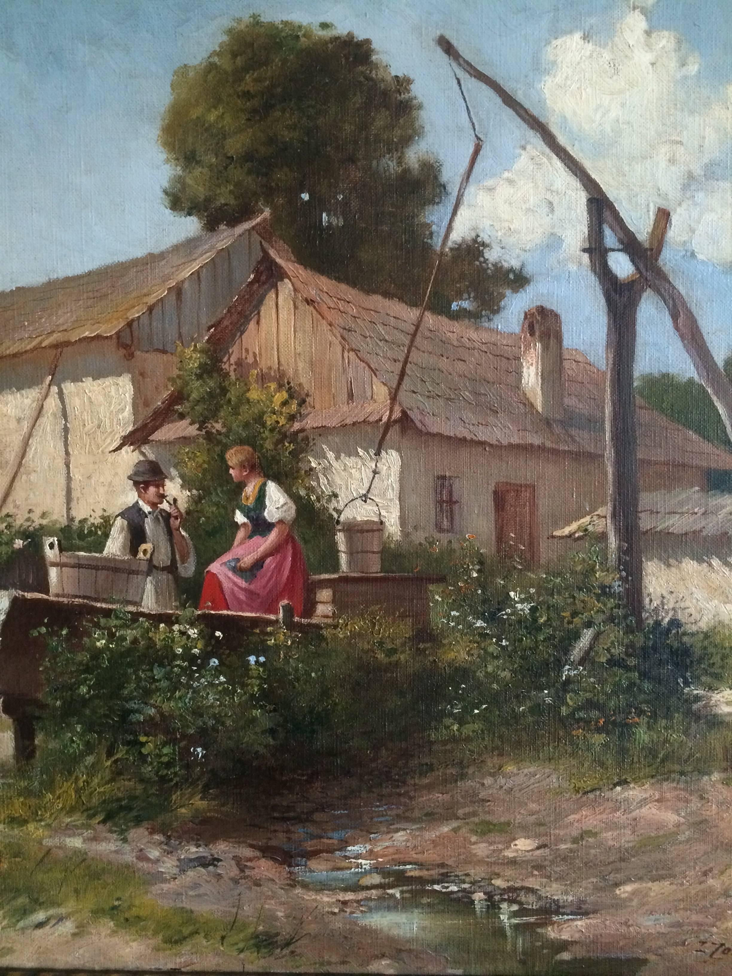 Conversione dal pozzo - Painting Realismo di Gyula Julius Zorkoczy