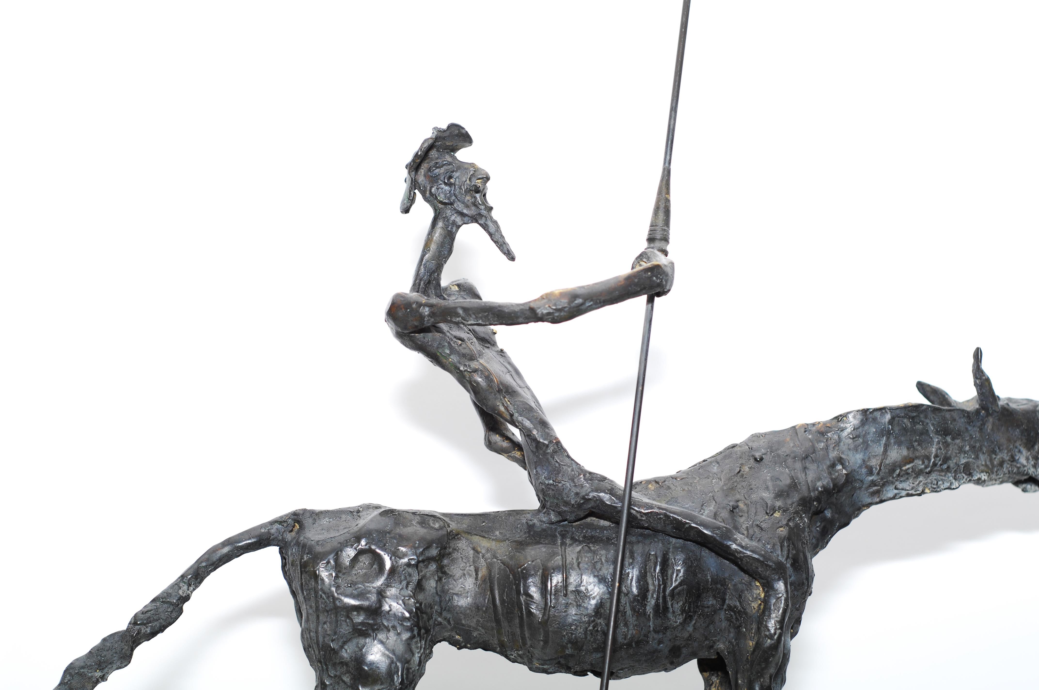 Don Quixote - Bronze Sculpture - Gold Figurative Sculpture by Gyunay Aliev